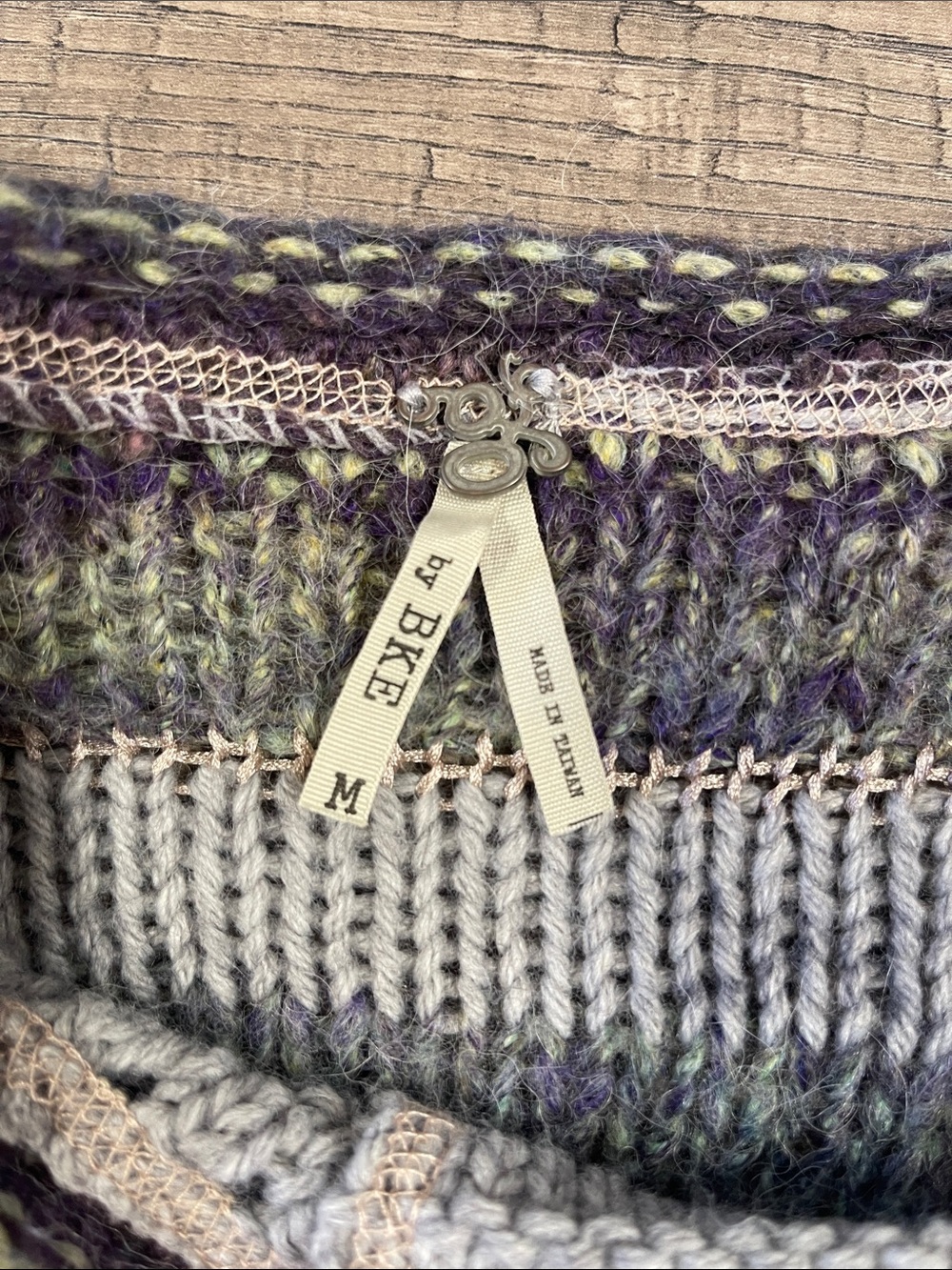 BKE Multicolor Striped Crochet Cardigan in Gray, Green, Blue, Purple - Picture 2 of 3